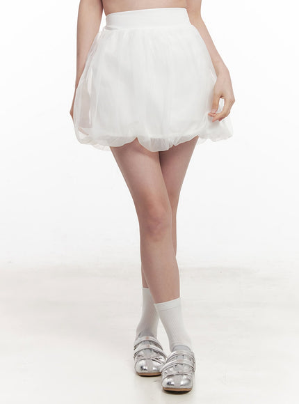sheer-cloud-bubble-mini-skirt-iy513 / White