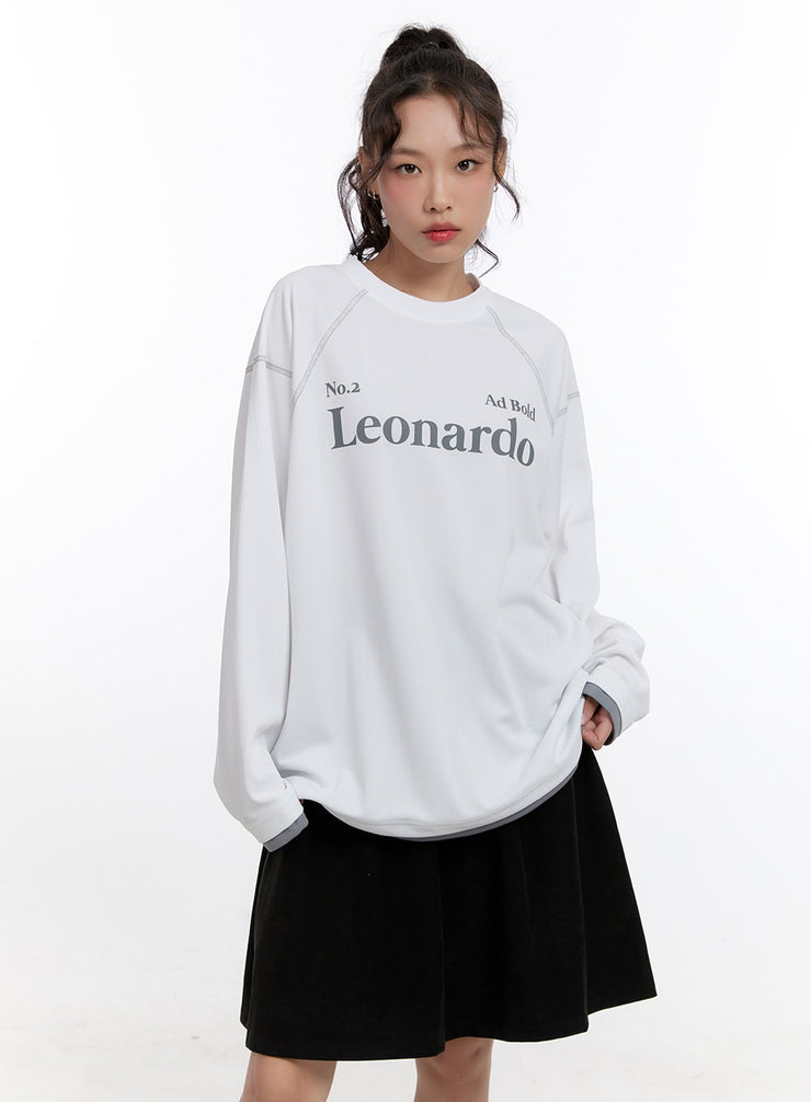 oversize-stitched-long-sleeve-top-cn421 / White