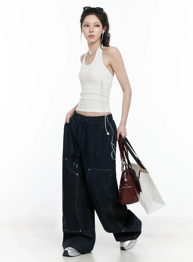 sleeveless-halter-neck-tank-top-ij528 / White