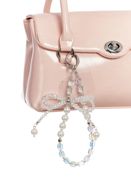 iridescent-ribbon-beaded-keyring-im527 / White