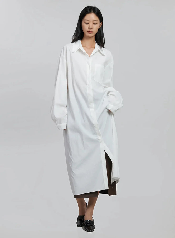 classic-shirt-maxi-dress-id504 / White