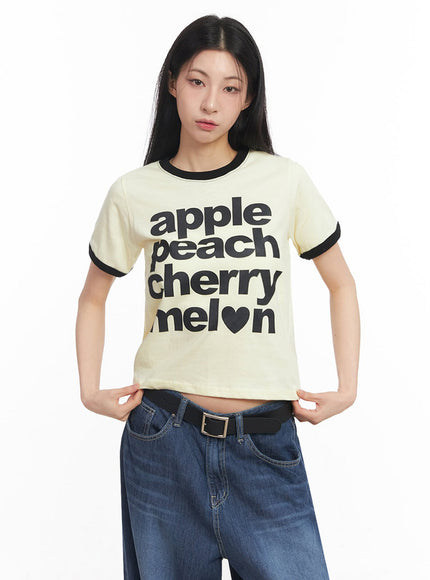 contrast-graphic-crop-top-iy529 / Yellow