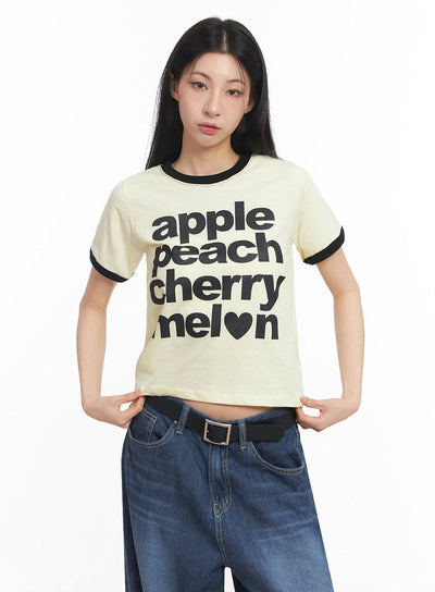 contrast-graphic-crop-top-iy529 / Yellow