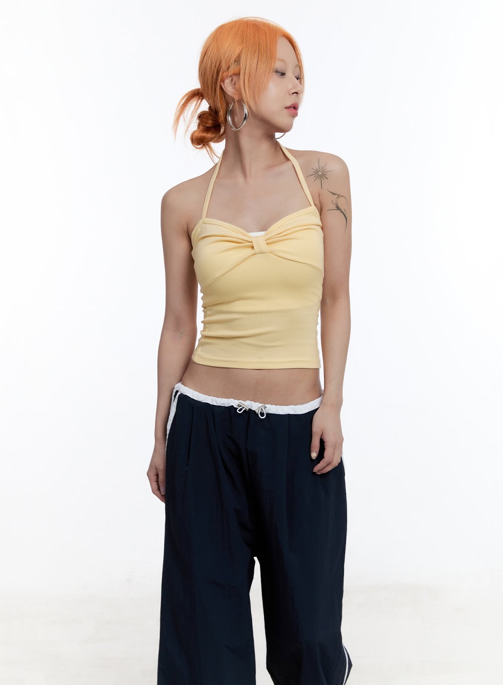 ribbon-halter-crop-top-cu502 / Yellow
