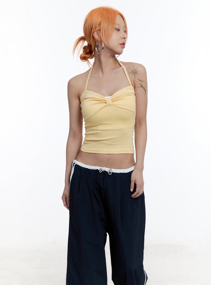 ribbon-halter-crop-top-cu502 / Yellow