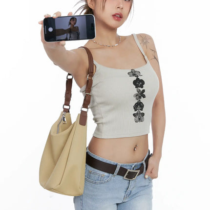 floral-graphic-ribbed-tank-top-cl510 / Beige