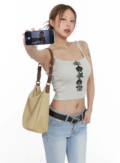 floral-graphic-ribbed-tank-top-cl510 / Beige