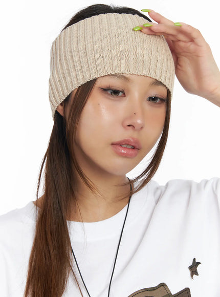 wide-ribbed-hairband-cm525 / Beige