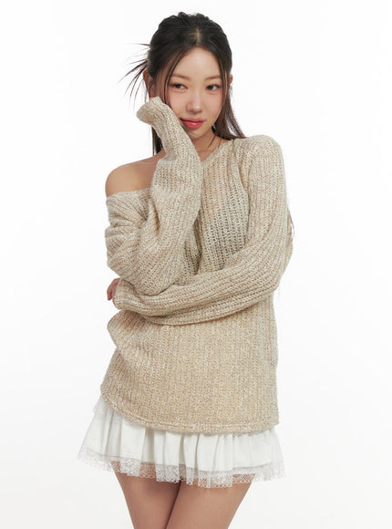 elegant-off-shoulder-shirt-cn428 / Beige