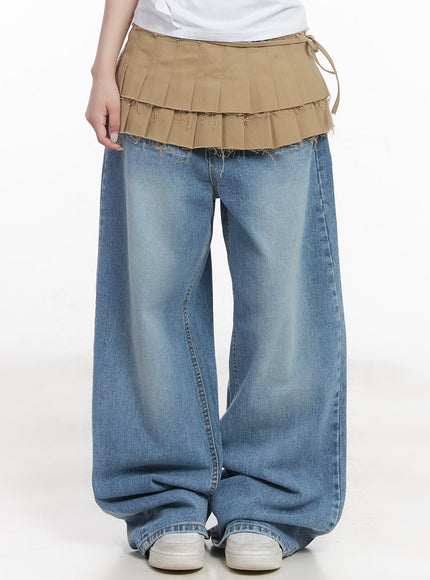 essential-pleated-layering-skirt-cy527 / Beige