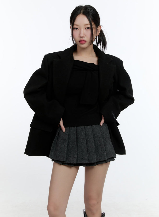 chic-wool-blend-oversized-blazer-cd423 / Black