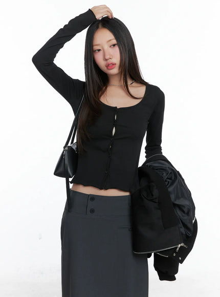 button-long-sleeve-top-cs502 / Black