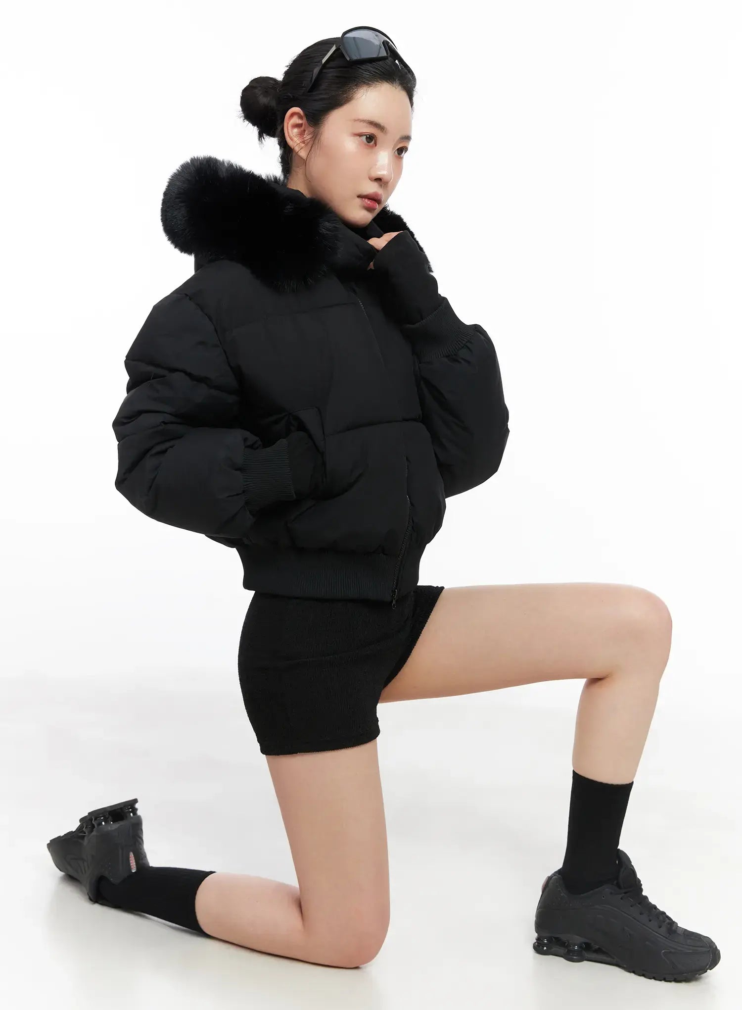trimmed-cropped-puffer-jacket-cd505 / Black