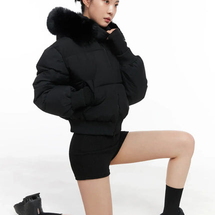 trimmed-cropped-puffer-jacket-cd505 / Black