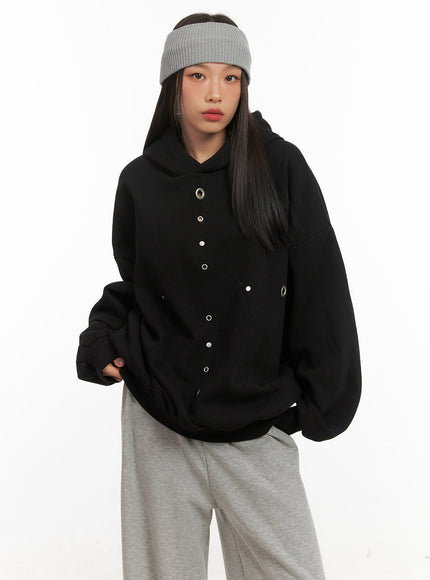 oversize-solid-hooded-sweater-cd410 / Black