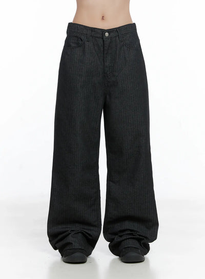 stormi-stripe-wide-leg-jeans-cs502 / Black