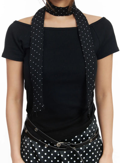 polka-dot-sheet-thin-scarf-cm520 / Black