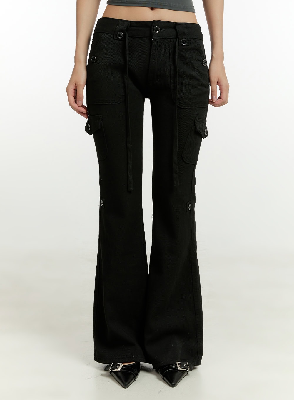 cargo-low-waist-cotton-pants-cl401 / Black