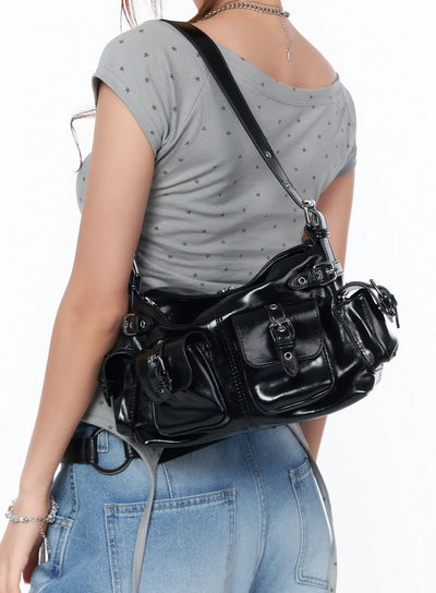 multi-pocket-belt-shoulder-bag-ca514 / Black