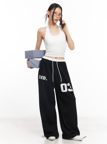 sporty-layered-sweatpants-cy528 / Black