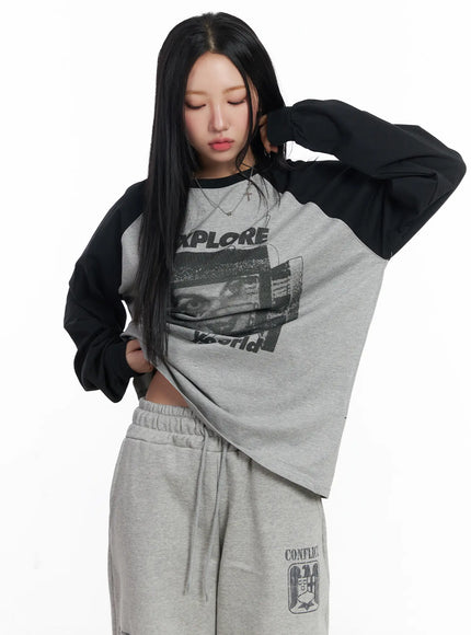 graphic-raglan-oversized-long-sleeve-tee-cj515 / Black
