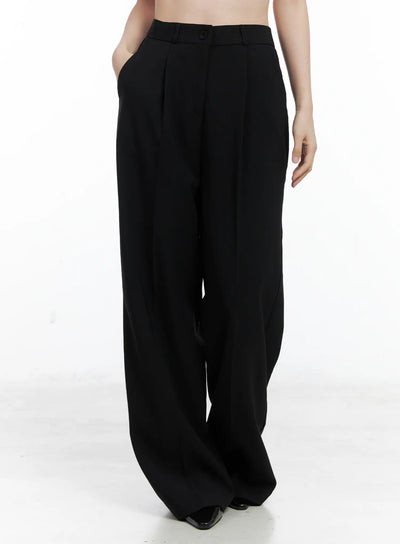 classic-pleated-wide-trousers-cn518 / Black