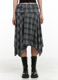 plaid-chic-midi-skirt-cl418 / Black