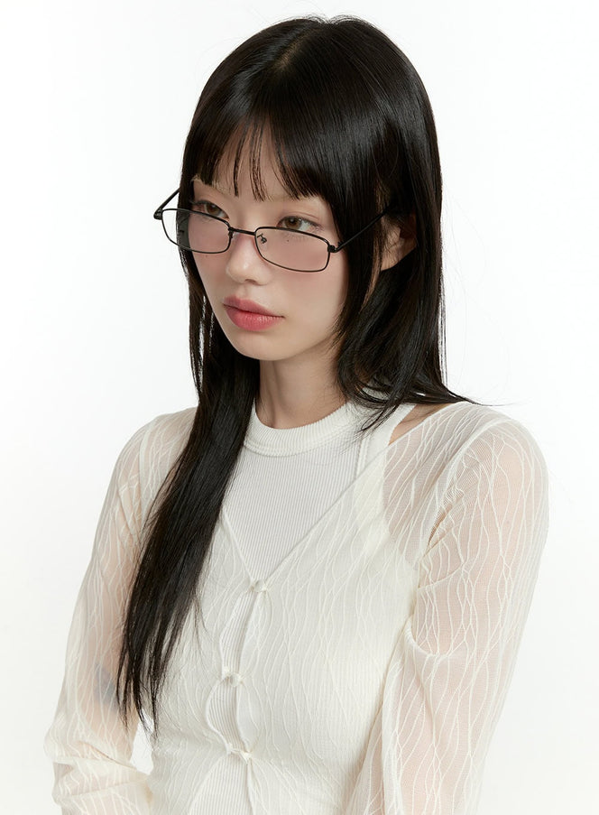 chic-square-metal-glasses-cl426 / Black