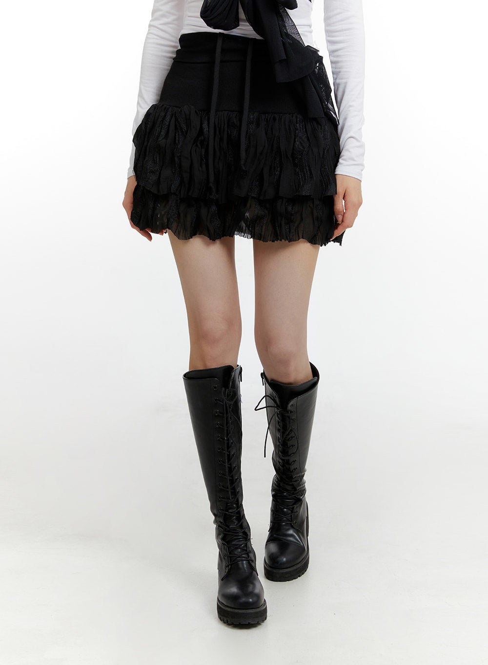 shirring-banded-mini-skirt-cm429 / Black