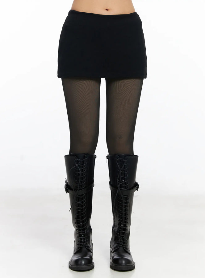 low-rise-a-line-mini-skirt-cj523 / Black