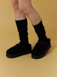 faux-fur-platform-sandals-on306 / Black
