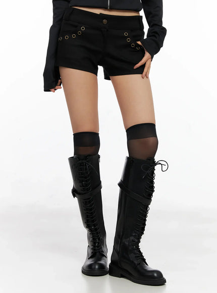 low-rise-eyelet-shorts-co529 / Black