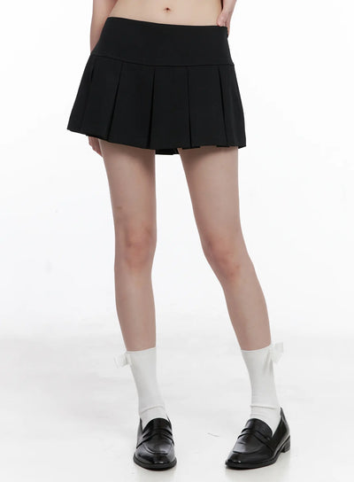 low-waisted-pleated-skirt-cg518 / Black