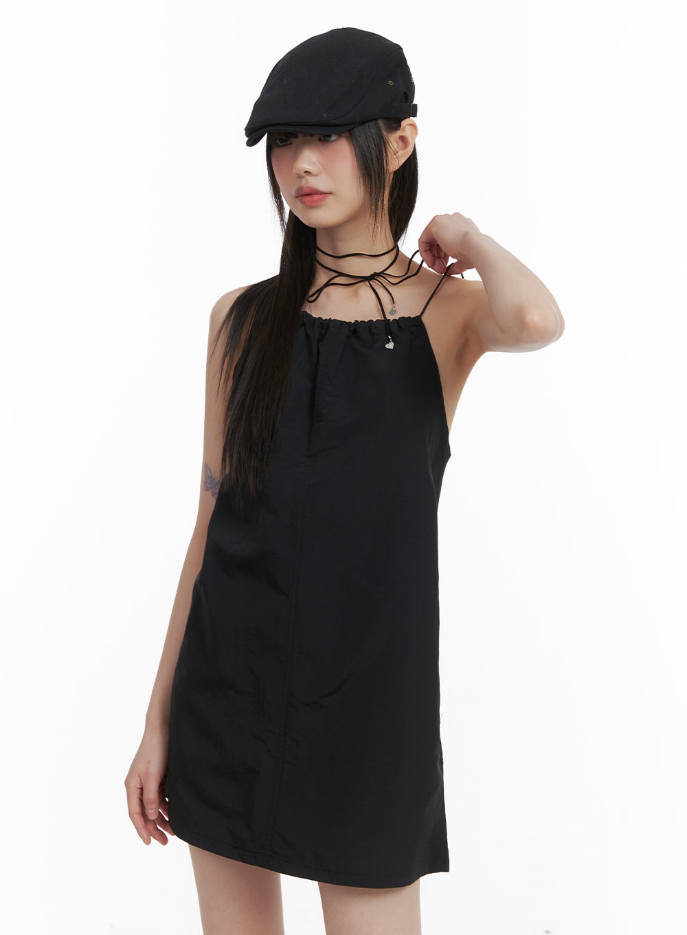 shirred-sleeveless-mini-dress-ca422 / Black