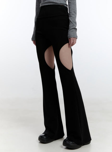 Thigh Cut-Out Flared Leggings CJ521