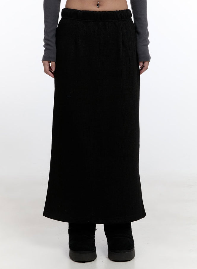 cozy-knit-maxi-skirt-cn422 / Black