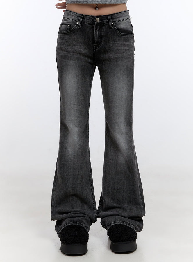 gianna-faded-flared-jeans-co422 / Black