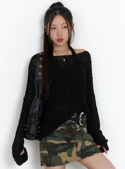 loose-knit-long-sleeve-top-cs502 / Black
