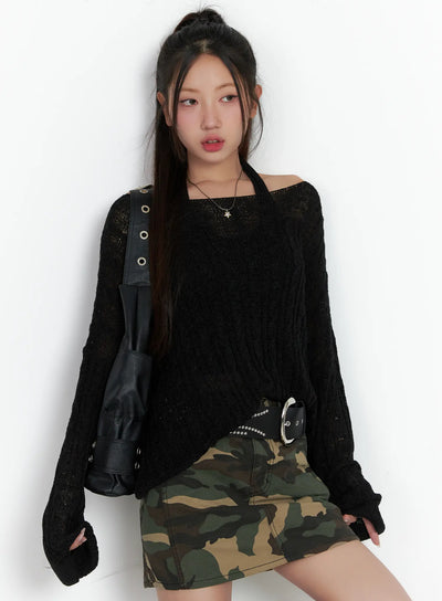 loose-knit-long-sleeve-top-cs502 / Black