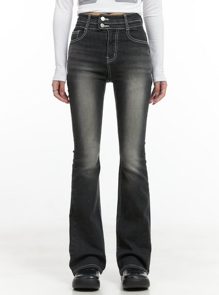 gigi-two-button-slim-bootcut-jeans-cg421 / Black