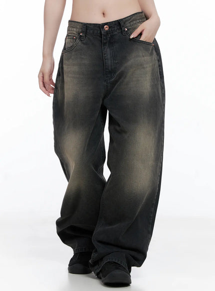 bobo-relaxed-fit-vintage-washed-jeans-cg529 / Black
