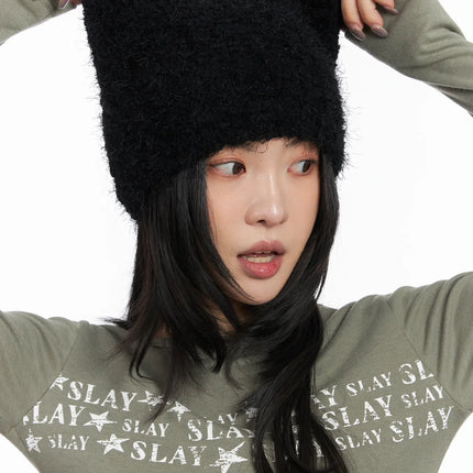 cozy-ear-beanie-cd508 / Black