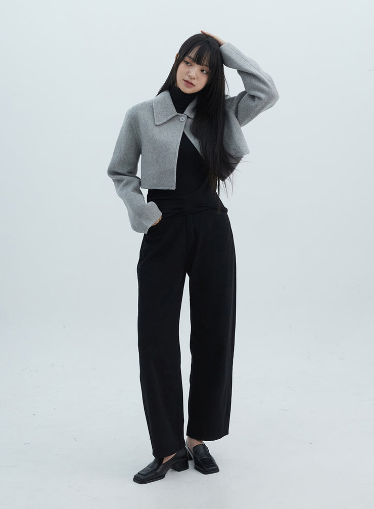 straight-leg-wide-pants-on310 / Black