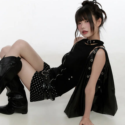 high-neck-zip-up-tank-cl504 / Black