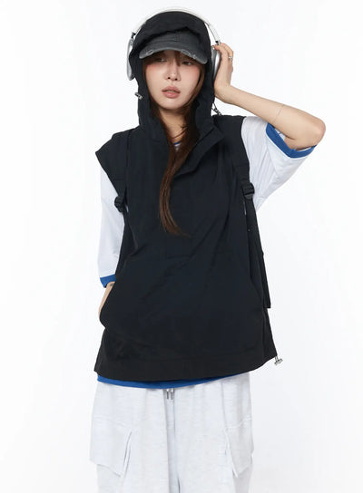 lightweight-hooded-vest-cy527 / Black