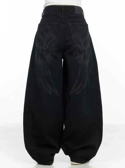 angel-wing-wide-leg-trousers-cm526 / Black
