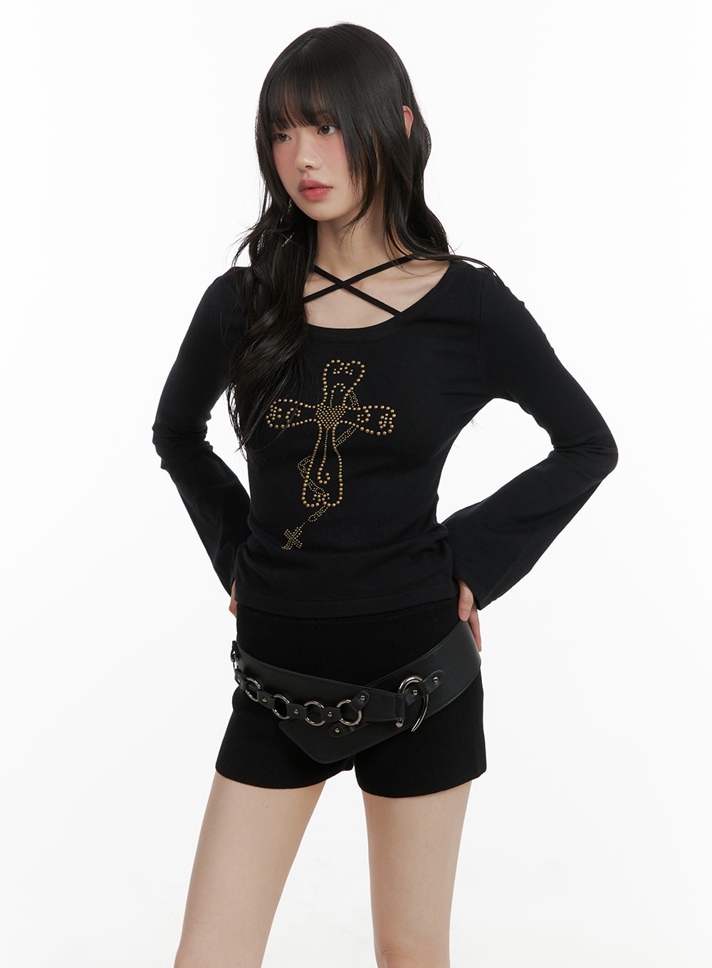 Grunge X-Strap Graphic Top CA419 - Korean Women's Fashion | LEWKIN
