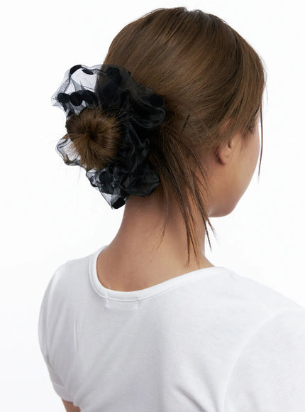chic-polka-dot-scrunchie-cl514 / Black