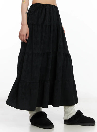 tiered-corduroy-maxi-skirt-cd502 / Black
