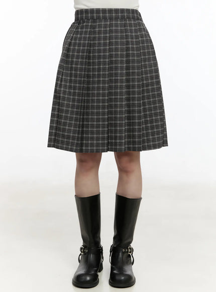 plaid-a-line-midi-skirt-cm510 / Black